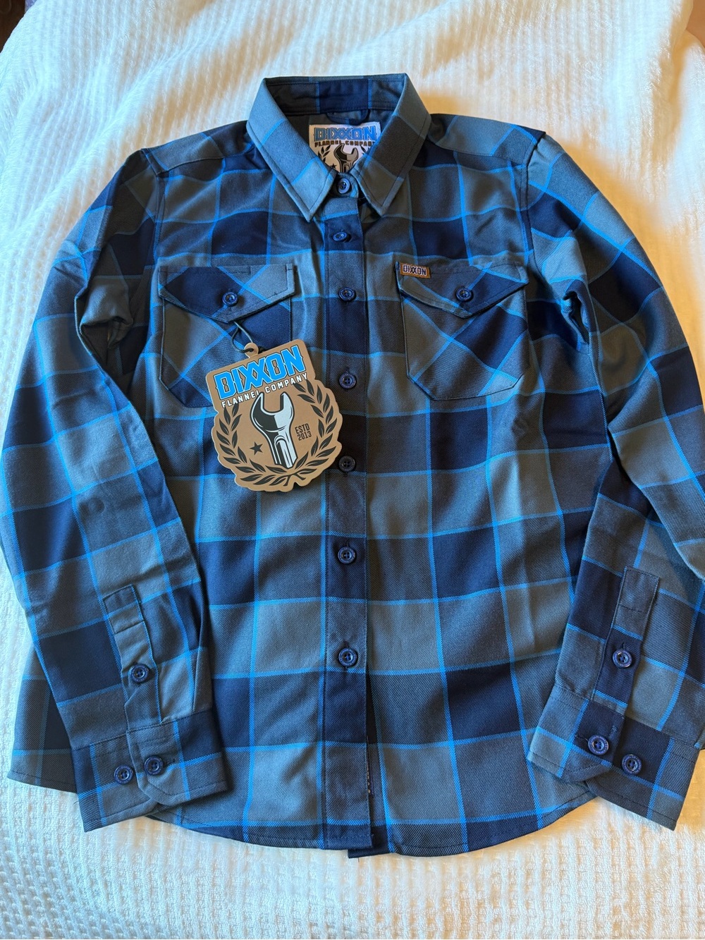 DIXXON Men’s Blue and Navy Plaid Button-Down Shirt